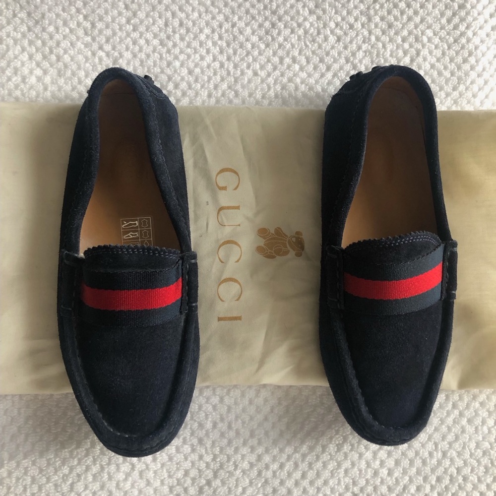 GUCCI Kids Suede Driving Loafers